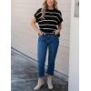 imageCUPSHE Womens Cap Sleeve Knit Sweater Top 2024 Striped Crew Neck Sweater Vest Casual Pullover TopsWhite Stripe