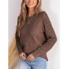 imageCUPSHE Womens Long Sleeve Sweaters Crew Neck 2024 Fall Knit Pullover SweaterBrown