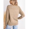imageCUPSHE Womens Long Sleeve Sweaters Crew Neck 2024 Fall Knit Pullover SweaterKhaki