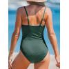 imageCUPSHE Womens One Piece Swimsuit Tummy Control Bathing Suit Scalloped V Neck Adjustable Straps Rib RuchedMoss Green