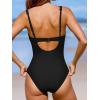 imageCUPSHE Womens One Piece Swimsuit Tummy Control Bathing Suit V Neck Drawstring Double Adjustable Straps Back HookBlack