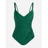 imageCUPSHE Womens One Piece Swimsuit Tummy Control Bathing Suit V Neck Drawstring Double Adjustable Straps Back HookEmerald Green