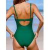 imageCUPSHE Womens One Piece Swimsuit Tummy Control Bathing Suit V Neck Drawstring Double Adjustable Straps Back HookEmerald Green