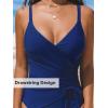 imageCUPSHE Womens One Piece Swimsuit Tummy Control Bathing Suit V Neck Drawstring Double Adjustable Straps Back HookNavy Blue