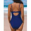imageCUPSHE Womens One Piece Swimsuit Tummy Control Bathing Suit V Neck Drawstring Double Adjustable Straps Back HookNavy Blue