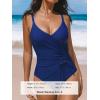 imageCUPSHE Womens One Piece Swimsuit Tummy Control Bathing Suit V Neck Drawstring Double Adjustable Straps Back HookNavy Blue