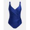 imageCUPSHE Womens One Piece Swimsuit Tummy Control Bathing Suit V Neck Drawstring Double Adjustable Straps Back HookNavy Blue
