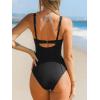 imageCUPSHE Womens One Piece Swimsuit Tummy Control Bathing Suit V Neck High Support Sculpting SwimwearBlack