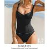imageCUPSHE Womens One Piece Swimsuit Tummy Control Bathing Suit V Neck High Support Sculpting SwimwearBlack