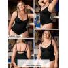 imageCUPSHE Womens One Piece Swimsuit Tummy Control Bathing Suit V Neck High Support Sculpting SwimwearBlack