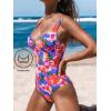 imageCUPSHE Womens One Piece Swimsuit Tummy Control Bathing Suit V Neck High Support Sculpting SwimwearBlueRed Floral