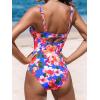 imageCUPSHE Womens One Piece Swimsuit Tummy Control Bathing Suit V Neck High Support Sculpting SwimwearBlueRed Floral