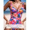imageCUPSHE Womens One Piece Swimsuit Tummy Control Bathing Suit V Neck High Support Sculpting SwimwearBlueRed Floral