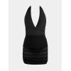 imageCUPSHE Womens One Piece Swimsuit Tummy Control Swim Dress Halter V Neck Ruched Mesh Bathing SuitBlack