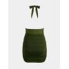 imageCUPSHE Womens One Piece Swimsuit Tummy Control Swim Dress Halter V Neck Ruched Mesh Bathing SuitDark Olive Green