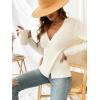 imageCUPSHE Womens Ribbed Long Sleeve Sweater 2024 Fall Knit V Neck Pullover Sweater TopsCream White