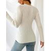 imageCUPSHE Womens Ribbed Long Sleeve Sweater 2024 Fall Knit V Neck Pullover Sweater TopsCream White