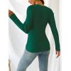 imageCUPSHE Womens Ribbed Long Sleeve Sweater 2024 Fall Knit V Neck Pullover Sweater TopsDark Green