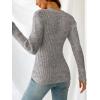 imageCUPSHE Womens Ribbed Long Sleeve Sweater 2024 Fall Knit V Neck Pullover Sweater TopsGrey