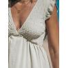 imageCUPSHE Womens Smocked Mini Dress Plunging V Neck Ruffled Summer Beach Cover Up DressBeige