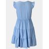 imageCUPSHE Womens Smocked Mini Dress Plunging V Neck Ruffled Summer Beach Cover Up DressSky Blue
