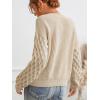 imageCUPSHE Womens Sweater Long Sleeve Crewneck Sweaters Cable Knit Jumper TopsBeige