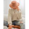 imageCUPSHE Womens Sweater Long Sleeve Crewneck Sweaters Cable Knit Jumper TopsBeige