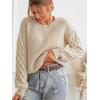 imageCUPSHE Womens Sweater Long Sleeve Crewneck Sweaters Cable Knit Jumper TopsBeige