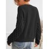 imageCUPSHE Womens Sweater Long Sleeve Crewneck Sweaters Cable Knit Jumper TopsBlack