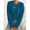 imageCUPSHE Womens Sweater Long Sleeve Crewneck Sweaters Cable Knit Jumper TopsBlue