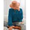 imageCUPSHE Womens Sweater Long Sleeve Crewneck Sweaters Cable Knit Jumper TopsBlue