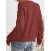 imageCUPSHE Womens Sweater Long Sleeve Crewneck Sweaters Cable Knit Jumper TopsBrick Red