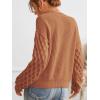imageCUPSHE Womens Sweater Long Sleeve Crewneck Sweaters Cable Knit Jumper TopsBrown