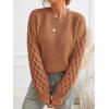 imageCUPSHE Womens Sweater Long Sleeve Crewneck Sweaters Cable Knit Jumper TopsBrown