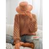 imageCUPSHE Womens Sweater Long Sleeve Crewneck Sweaters Cable Knit Jumper TopsBrown
