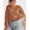 imageCUPSHE Womens Sweater Long Sleeve Crewneck Sweaters Cable Knit Jumper TopsBrown