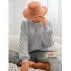 imageCUPSHE Womens Sweater Long Sleeve Crewneck Sweaters Cable Knit Jumper TopsGray