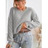imageCUPSHE Womens Sweater Long Sleeve Crewneck Sweaters Cable Knit Jumper TopsGray