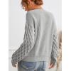 imageCUPSHE Womens Sweater Long Sleeve Crewneck Sweaters Cable Knit Jumper TopsGray