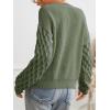 imageCUPSHE Womens Sweater Long Sleeve Crewneck Sweaters Cable Knit Jumper TopsGreen