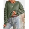 imageCUPSHE Womens Sweater Long Sleeve Crewneck Sweaters Cable Knit Jumper TopsGreen
