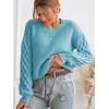 imageCUPSHE Womens Sweater Long Sleeve Crewneck Sweaters Cable Knit Jumper TopsOcean Blue