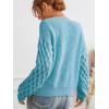 imageCUPSHE Womens Sweater Long Sleeve Crewneck Sweaters Cable Knit Jumper TopsOcean Blue