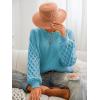 imageCUPSHE Womens Sweater Long Sleeve Crewneck Sweaters Cable Knit Jumper TopsOcean Blue