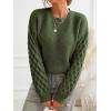 imageCUPSHE Womens Sweater Long Sleeve Crewneck Sweaters Cable Knit Jumper TopsOlive Green