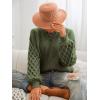 imageCUPSHE Womens Sweater Long Sleeve Crewneck Sweaters Cable Knit Jumper TopsOlive Green
