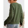 imageCUPSHE Womens Sweater Long Sleeve Crewneck Sweaters Cable Knit Jumper TopsOlive Green