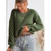 imageCUPSHE Womens Sweater Long Sleeve Crewneck Sweaters Cable Knit Jumper TopsOlive Green
