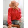 imageCUPSHE Womens Sweater Long Sleeve Crewneck Sweaters Cable Knit Jumper TopsRed