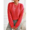 imageCUPSHE Womens Sweater Long Sleeve Crewneck Sweaters Cable Knit Jumper TopsRed
